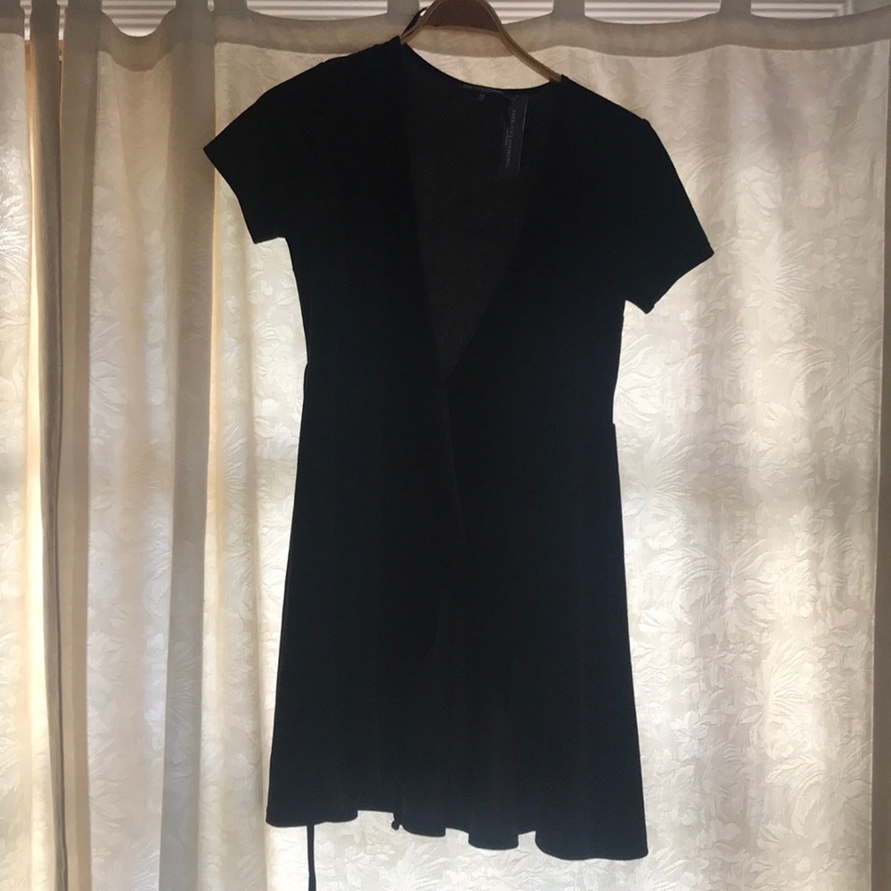 Black velvet wrap dress NWT